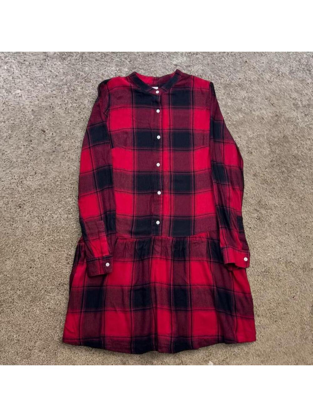 GAP Buffalo Check Plaid Flannel Mini Shirt Dress Grunge Indie Goth XS